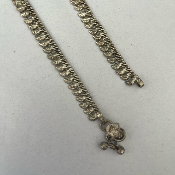 Silver Ankle Bracelets, a pair, loop closure with bells - Picture 2 of 7